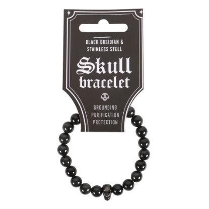 Picture of Black Obsidian Skull Bracelet