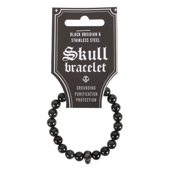 Picture of Black Obsidian Skull Bracelet