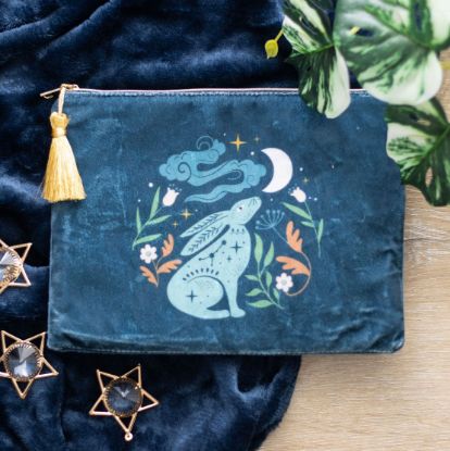 Picture of Midnight Hare Velvet Makeup Bag
