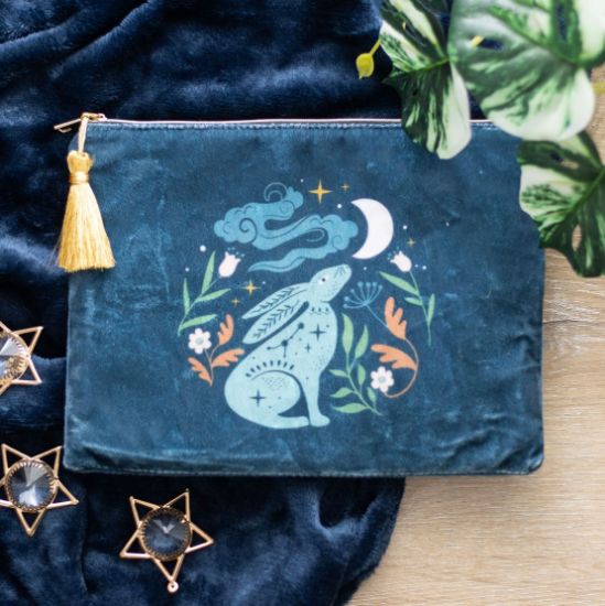 Picture of Midnight Hare Velvet Makeup Bag