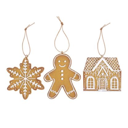 Picture of Set of 3 Hanging Gingerbread Decorations 