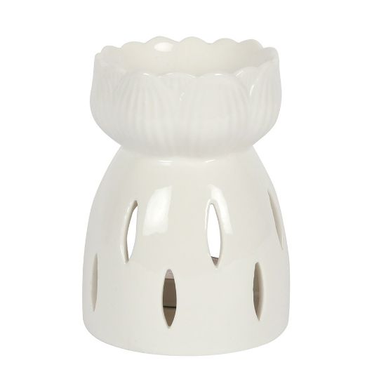 Picture of White Gloss Lotus Flower Oil Burner