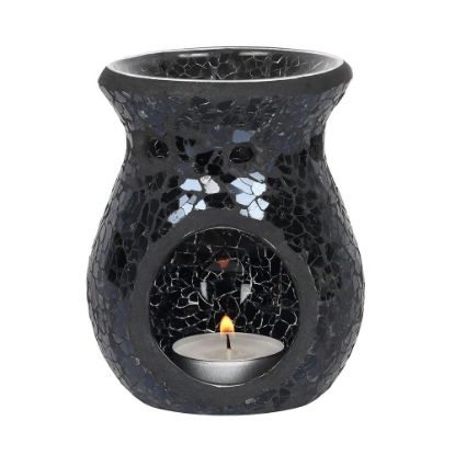 Picture of Small Black Crackle Glass Oil Burner