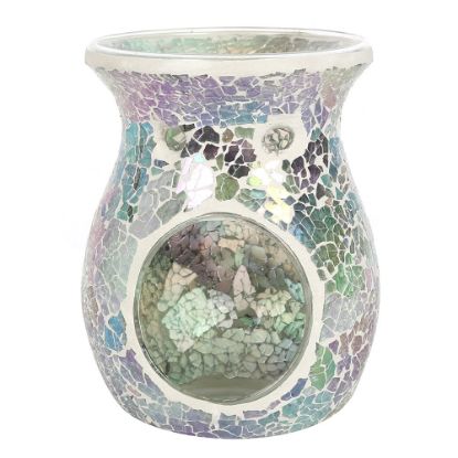 Picture of Large Light Blue Iridescent Crackle Oil Burner