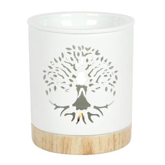 Picture of White Tree of Life Cut Out Oil Burner