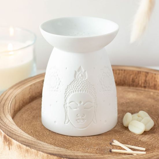 Picture of White Ceramic Buddha Face Oil Burner