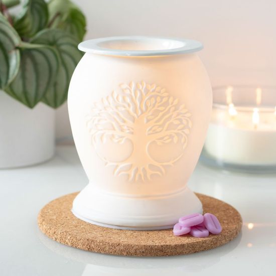 Picture of Tree of Life White Ceramic Electric Oil Burner