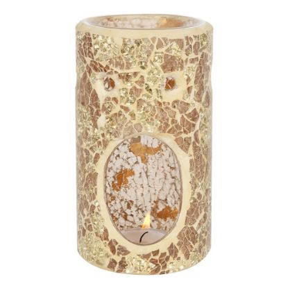 Picture of Gold Pillar Crackle Glass Oil Burner