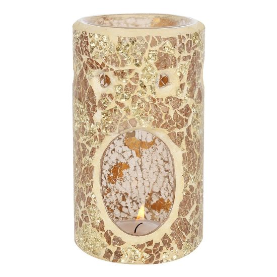 Picture of Gold Pillar Crackle Glass Oil Burner