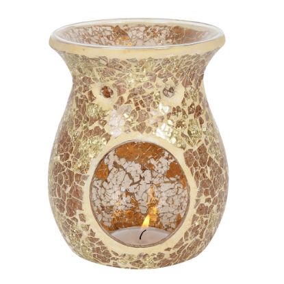 Picture of Large Gold Crackle Glass Oil Burner