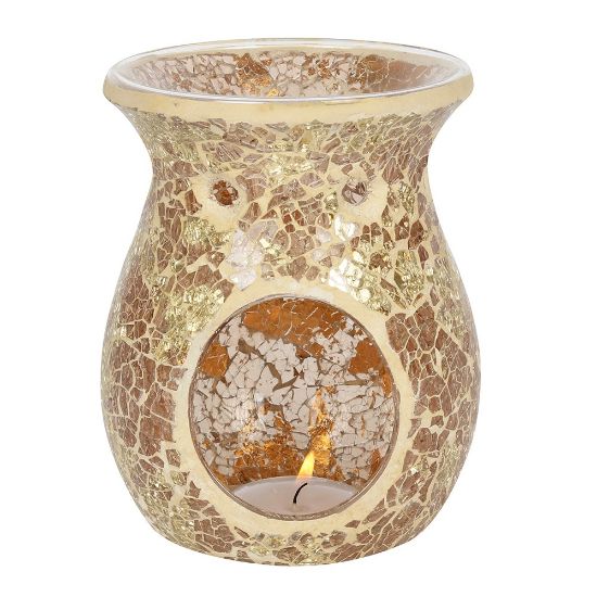 Picture of Large Gold Crackle Glass Oil Burner
