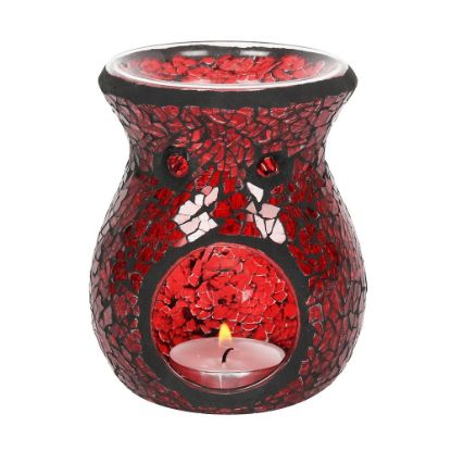 Picture of Small Red Crackle Glass Oil Burner