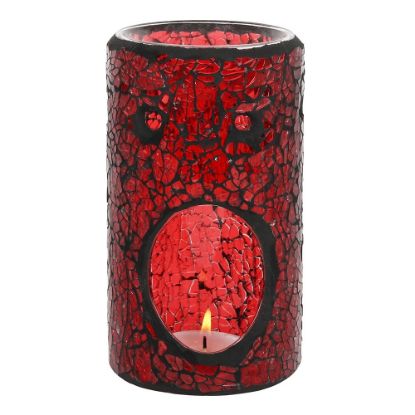 Picture of Red Pillar Crackle Glass Oil Burner