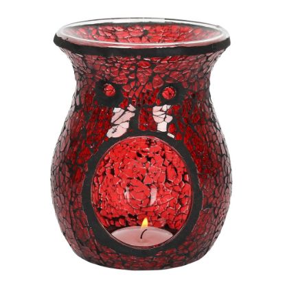 Picture of Large Red Crackle Glass Oil Burner