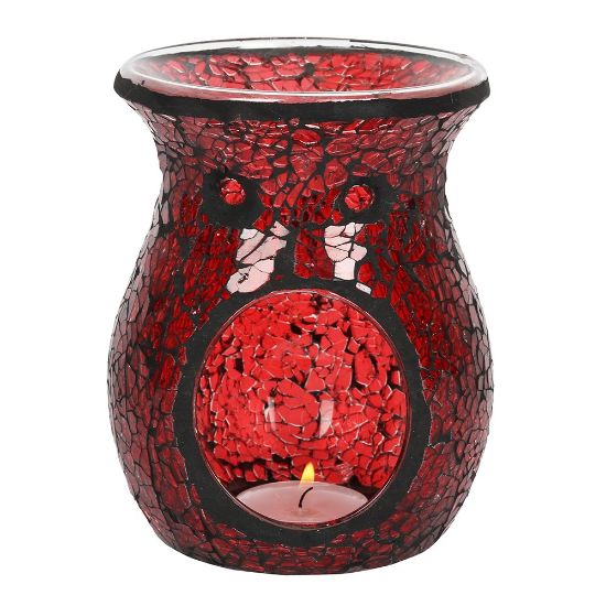 Picture of Large Red Crackle Glass Oil Burner