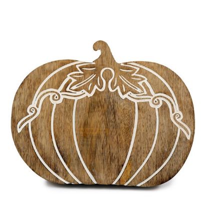 Picture of 25cm Wooden Carved Pumpkin