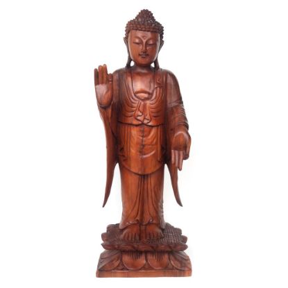 Picture of Natural Acacia Wood Standing Buddha