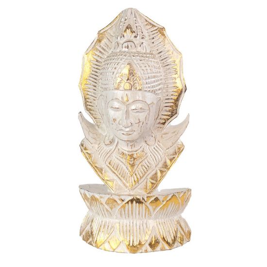 Picture of Whitewash Albasia Wood Thai Buddha