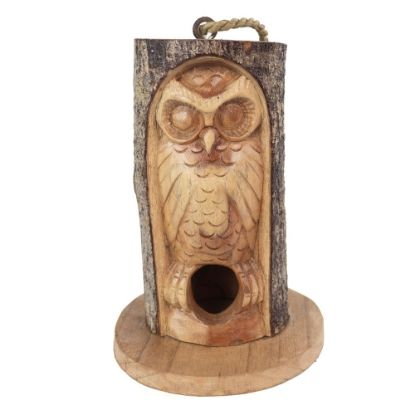 Picture of Pine Wood Closed Eye Owl Bird House