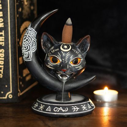 Picture of Black Cat Moon Backflow Incense Burner 