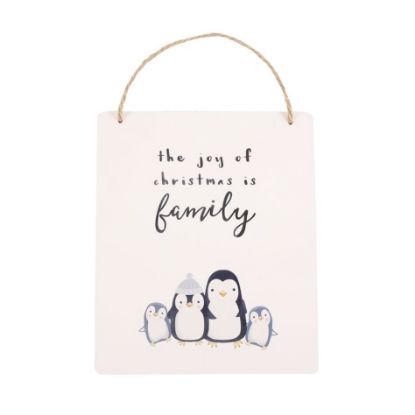 Picture of Joy of Christmas Penguin Family Hanging Sign