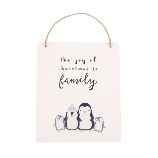 Picture of Joy of Christmas Penguin Family Hanging Sign