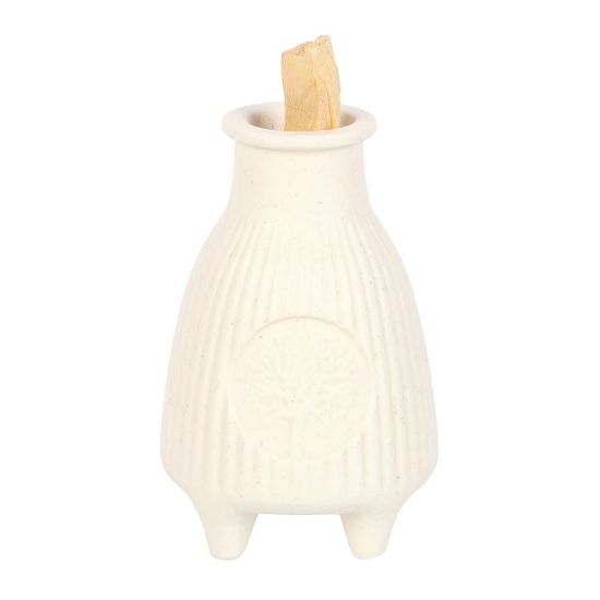 Picture of Cream Ribbed Palo Santo Burner