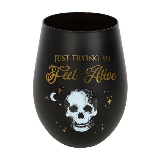 Picture of Trying to Feel Alive Stemless Wine Glass