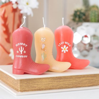 Picture of Set of 3 Cowboy Boot Candles