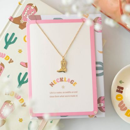 Picture of Cowboy Boot Necklace on Greeting Card