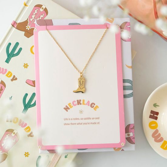 Picture of Cowboy Boot Necklace on Greeting Card