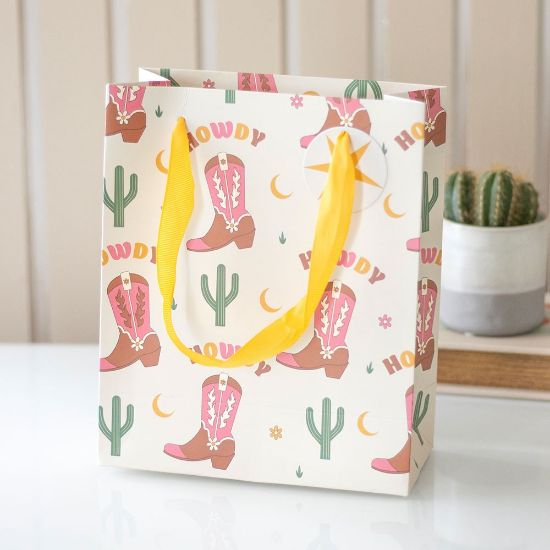 Picture of 23cm Cowboy Boot Print Gift Bag