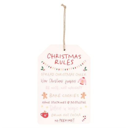 Picture of Sugarplum Fun Christmas Rules Hanging Sign