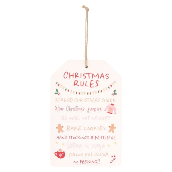 Picture of Sugarplum Fun Christmas Rules Hanging Sign