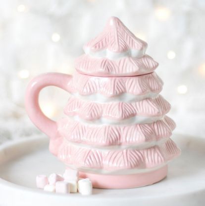 Picture of Pink Christmas Tree Shaped Mug