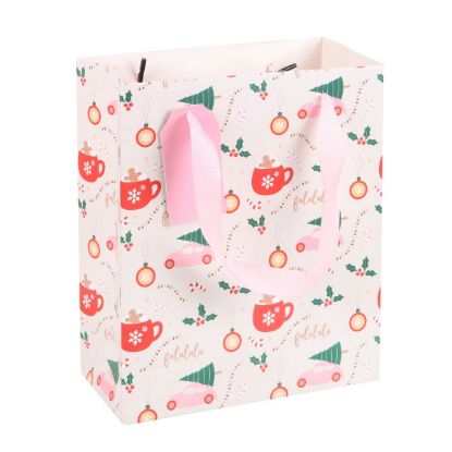 Picture of 23cm Medium Sugarplum Fun Christmas Print Gift Bag