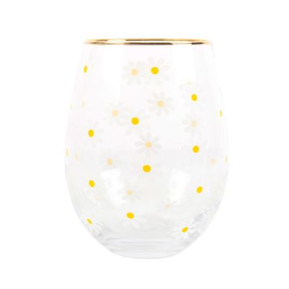 Picture of All Over Daisy Print Stemless Wine Glass