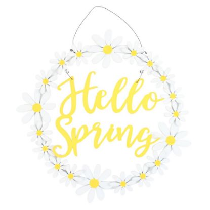 Picture of Hello Spring Hanging Daisy Wreath Decoration