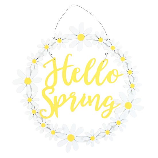 Picture of Hello Spring Hanging Daisy Wreath Decoration