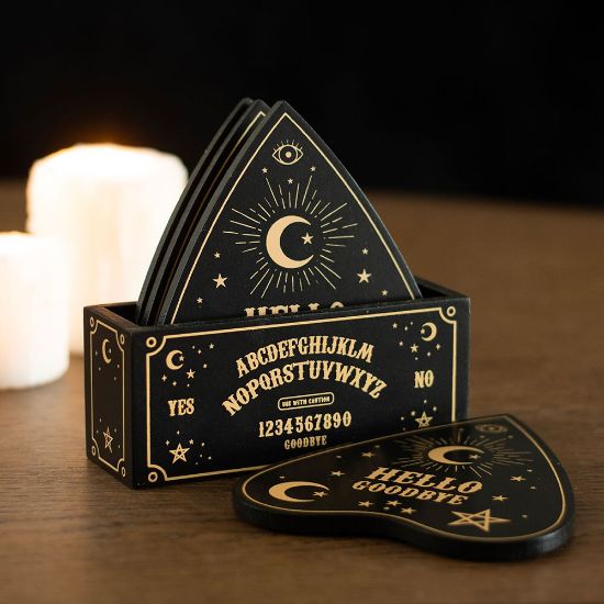 Picture of Black Talking Board Planchette Coaster Set
