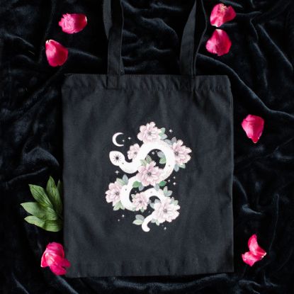 Picture of Floral Snake Polycotton Tote Bag