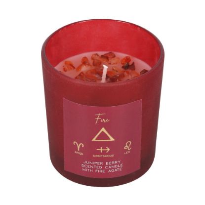 Picture of Fire Element Juniper Berry Crystal Chip Candle