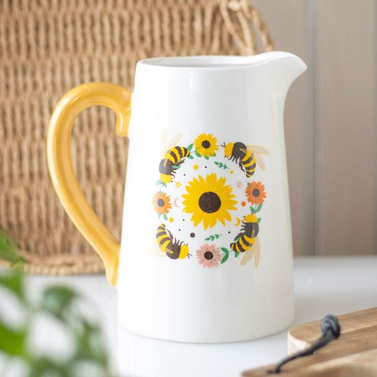 Picture of Summer Bee and Sunflower Ceramic Flower Jug