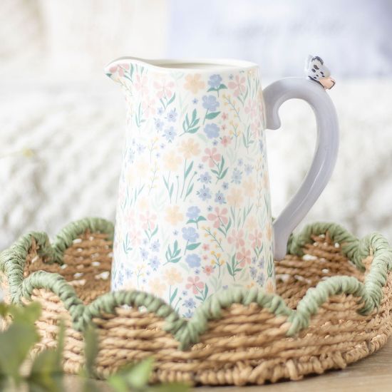 Picture of Ditsy Floral Print Ceramic Flower Jug with Butterfly