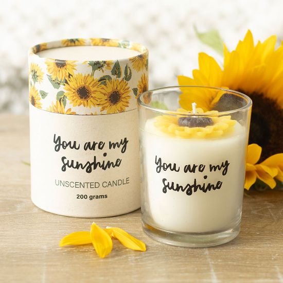 Picture of You Are My Sunshine Candle with 3D Sunflower