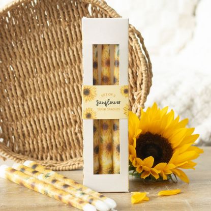 Picture of Set of 3 Sunflower Taper Candles