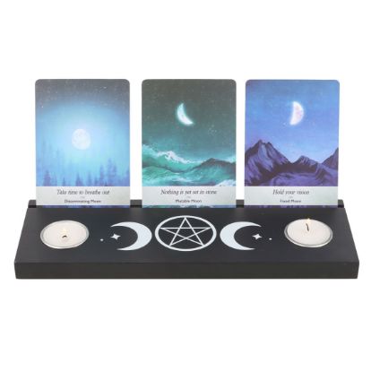 Picture of Black Triple Moon Tarot Card Stand Tealight Holder