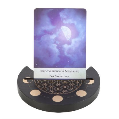 Picture of Black Flower of Life Crescent Moon Tarot Card Stand