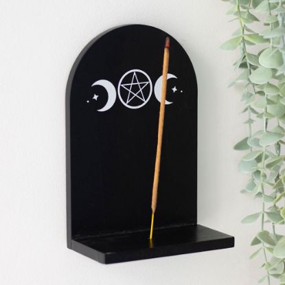 Picture of Black Triple Moon Incense Holder Shelf