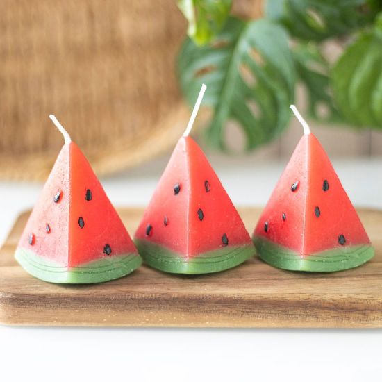 Picture of Set of 3 Watermelon Shaped Candles